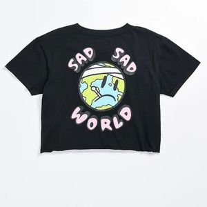 Sad sad world black crop top